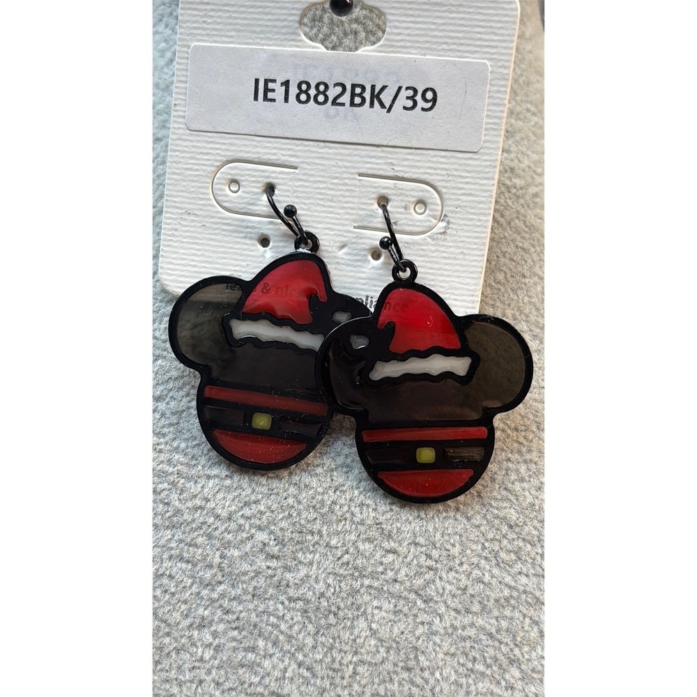#58. Festive Mickey Santa Hat Dangle Earrings